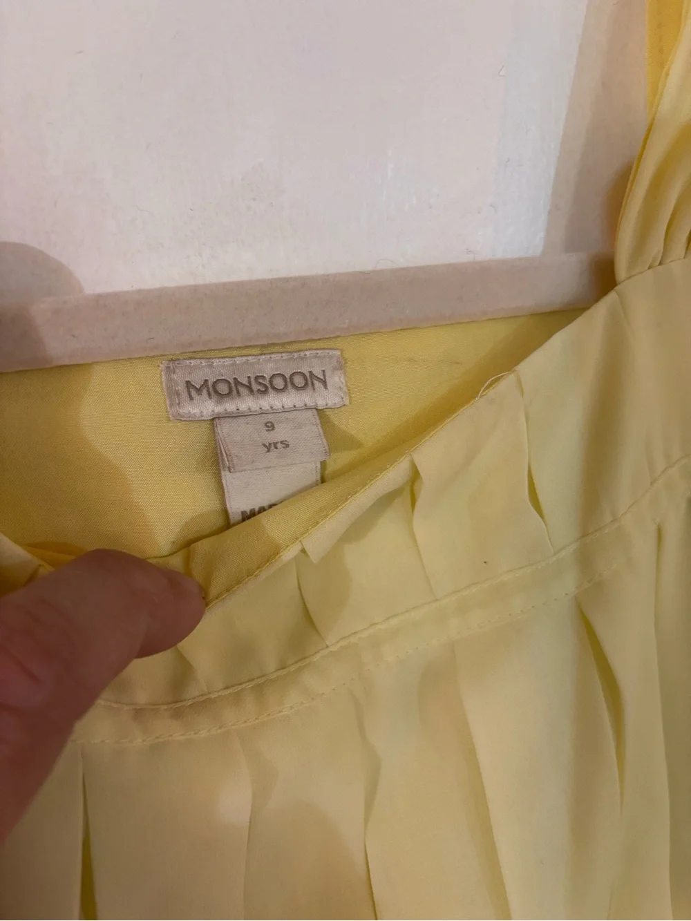 Monsoon Light Yellow Pleated Party Dress for Girls